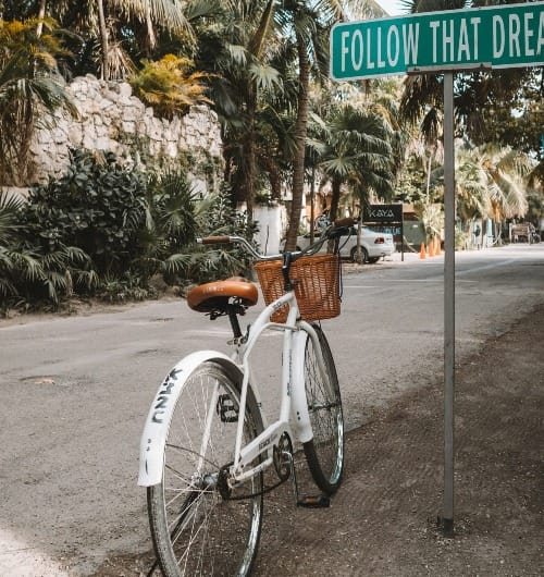 parked white bicycle